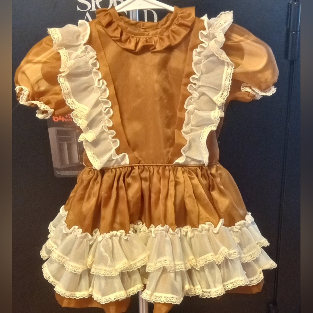 Vintage 80s homemade brown Easter dress